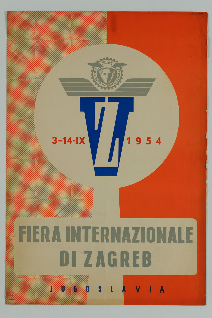 logo della Fiera di Zagabria sormontato da quello dell'Union des Foires Internationales (manifesto) di Rezek Ivo (sec. XX)