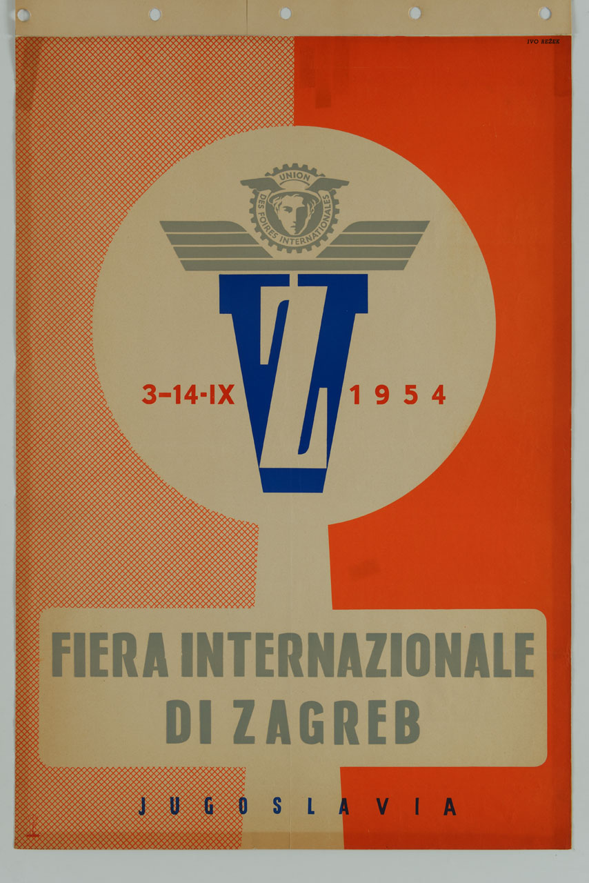 logo della Fiera di Zagabria sormontato da quello dell'Union des Foires Internationales (manifesto) di Rezek Ivo (sec. XX)