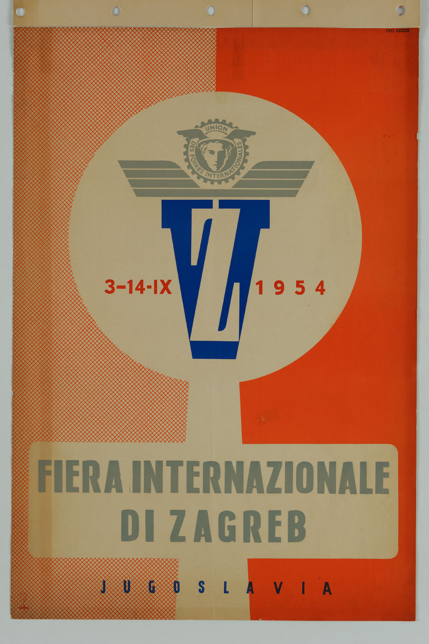 logo della Fiera di Zagabria sormontato da quello dell'Union des Foires Internationales (manifesto) di Rezek Ivo (sec. XX)