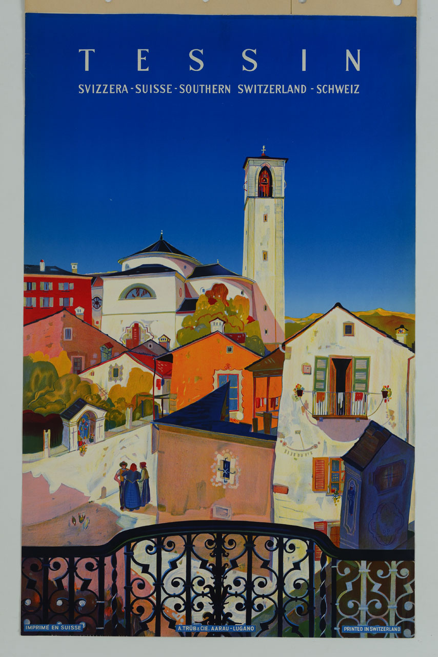 veduta di un paese del Cantone Ticino (manifesto) di Buzzi Daniele (sec. XX)