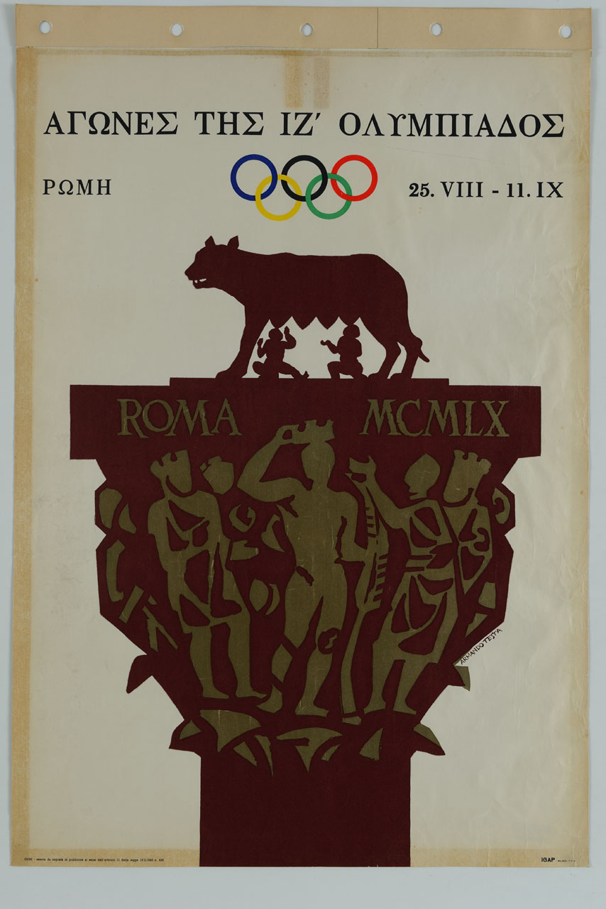 lupa capitolina su capitello figurato (manifesto) di Testa Armando (sec. XX)