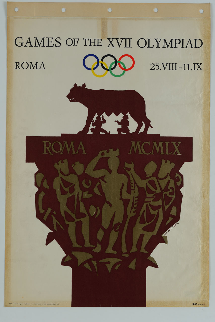 lupa capitolina su capitello figurato (manifesto) di Testa Armando (sec. XX)