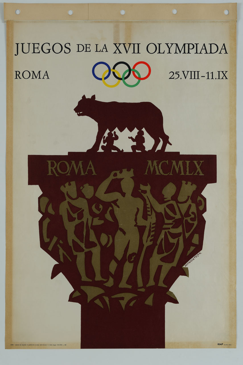 lupa capitolina su capitello figurato (manifesto) di Testa Armando (sec. XX)