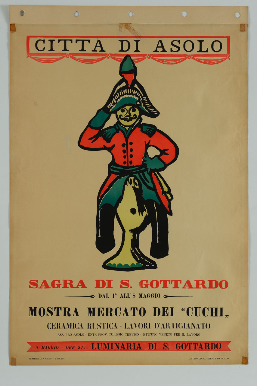 fischietto a forma di soldato (manifesto) - ambito italiano (metà sec. XX)