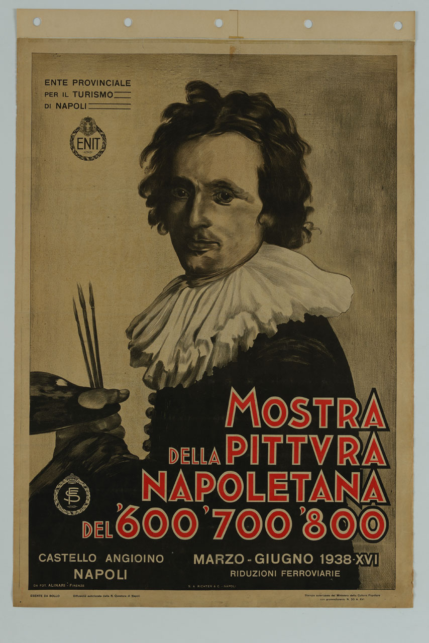 elaborazione di riproduzione dell'autoritratto di Salvator Rosa (manifesto) - ambito italiano (sec. XX)