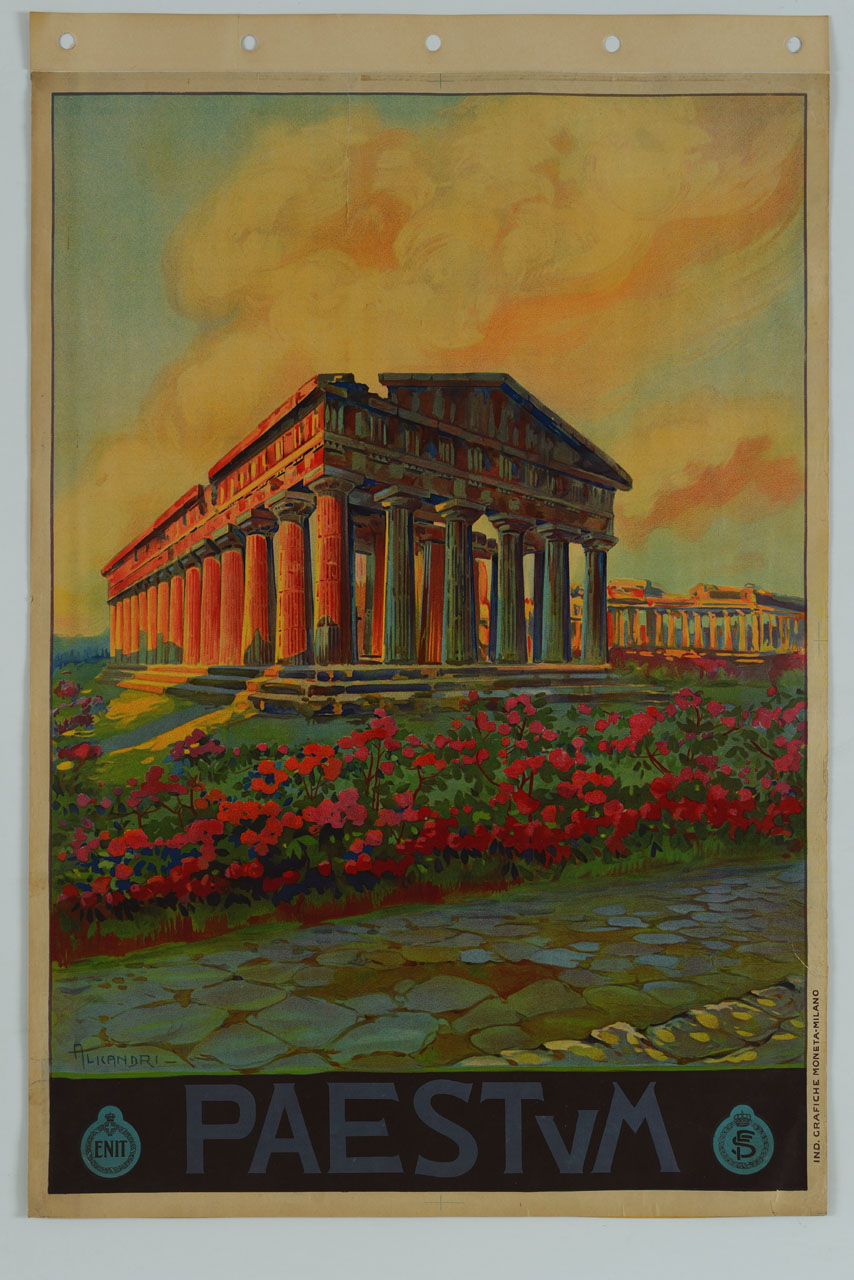 Tempio di Era a Paestum (manifesto) di Alicandri Vincenzo (sec. XX)