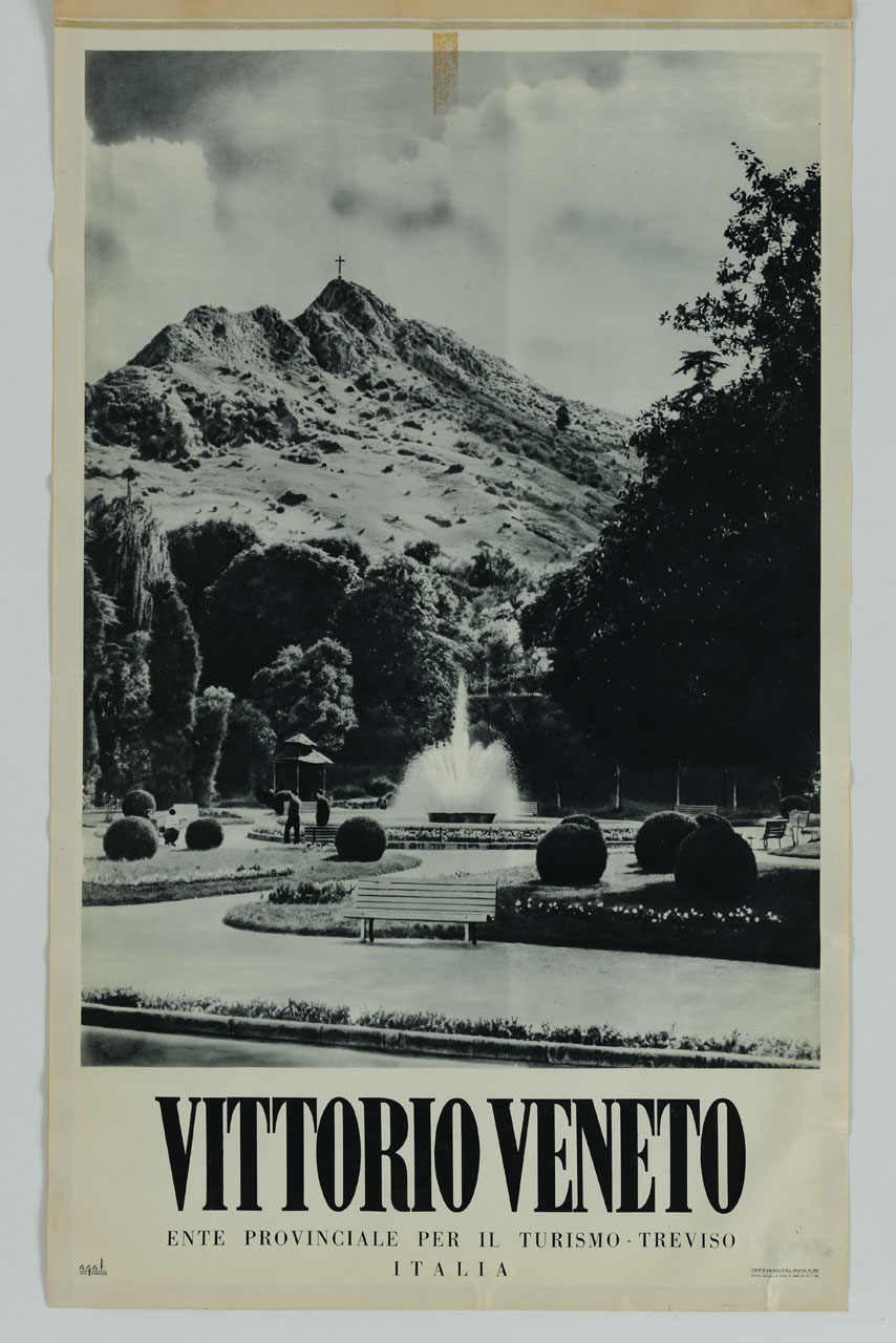 giardini pubblici di Vittorio Veneto e Monte Altare sullo sfondo (manifesto) - ambito italiano (sec. XX)