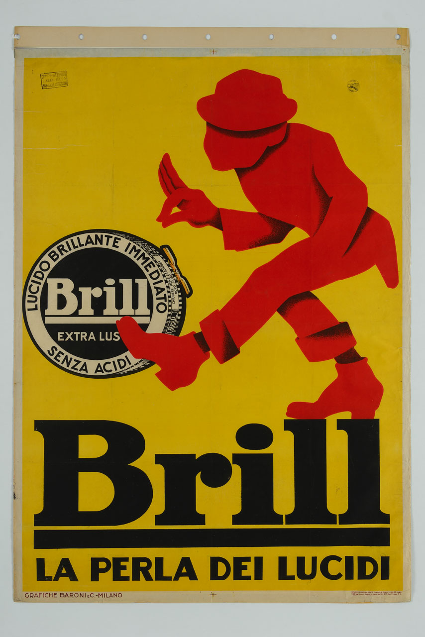 uomo si ammira le scarpe e scatola di lucido per calzature (manifesto) - ambito italiano (sec. XX)