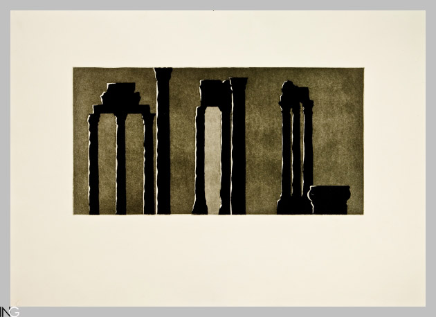 colonne con frammenti di architrave (stampa) di Salvatori Giuseppe (sec. XX)