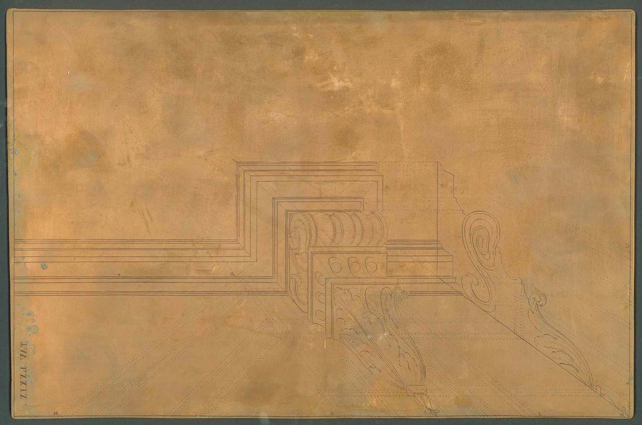 proiezione prospettica di mensola (matrice incisa) di Pozzo Andrea (sec. XVII)