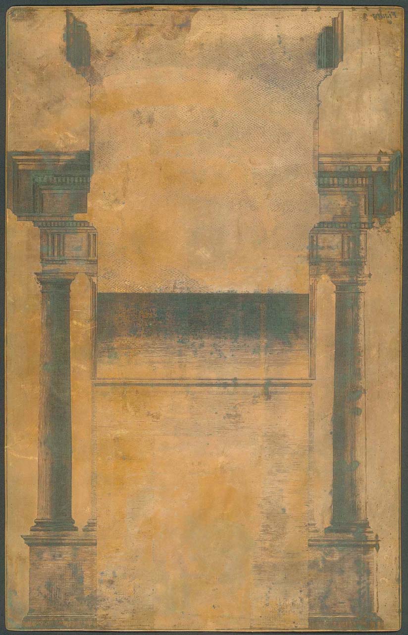 sezione di arco trionfale (matrice incisa) di Pozzo Andrea (sec. XVII)