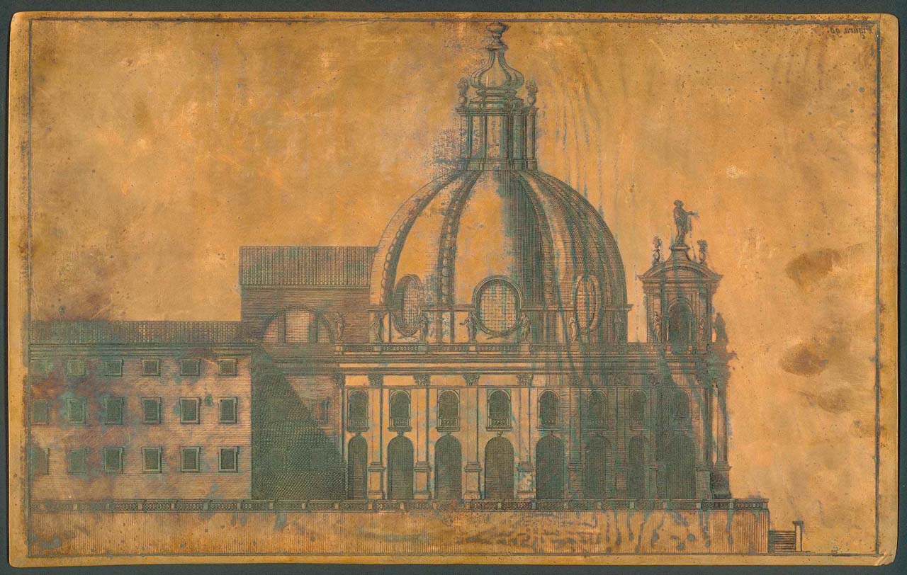Alzato di chiesa rotonda (matrice incisa) di Pozzo Andrea, Verkruys Theodore (sec. XVII)
