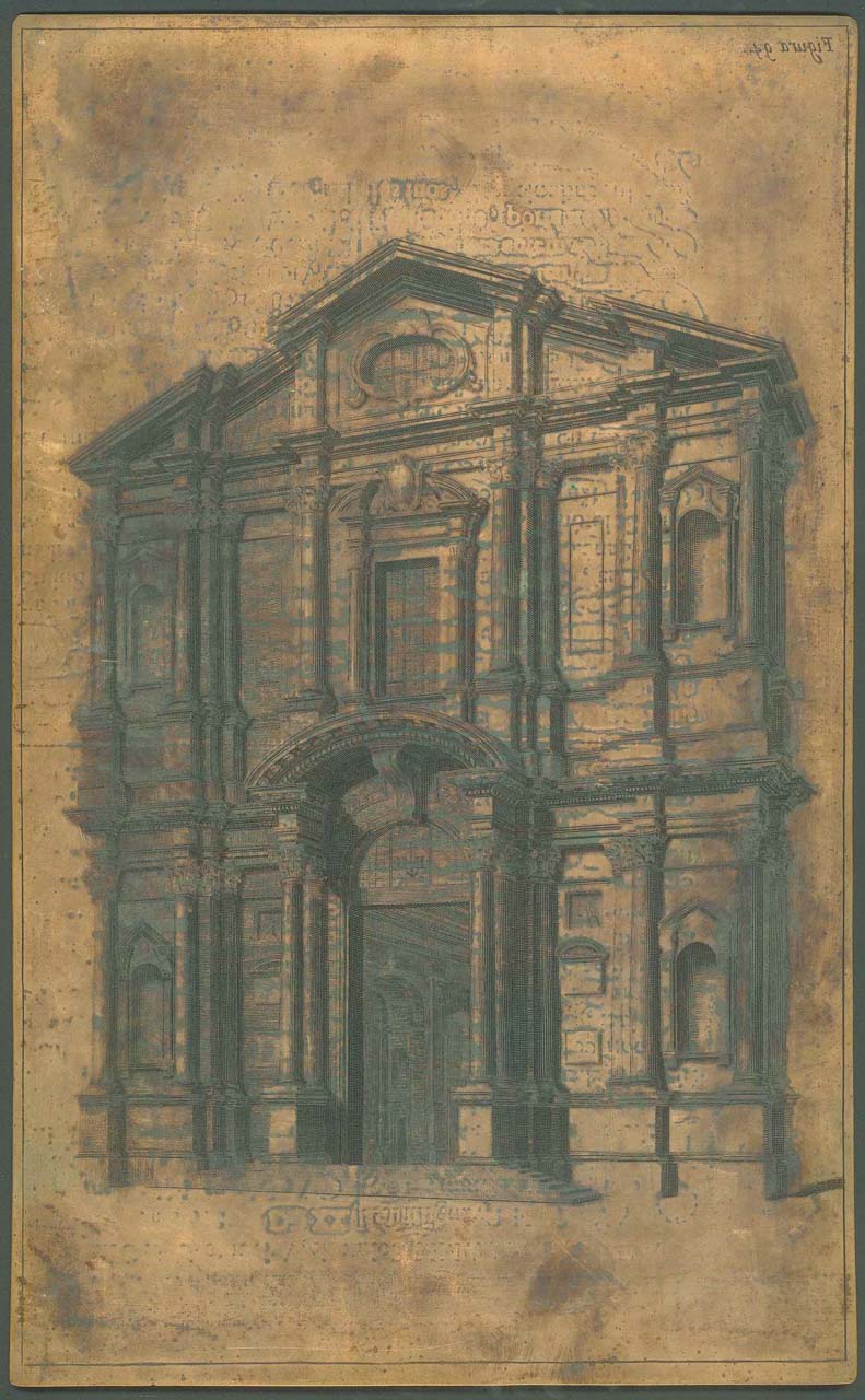 facciata della chiesa di San Fedele a Milano in prospettiva (matrice incisa) di Pozzo Andrea, Verkruys Theodore (sec. XVII)
