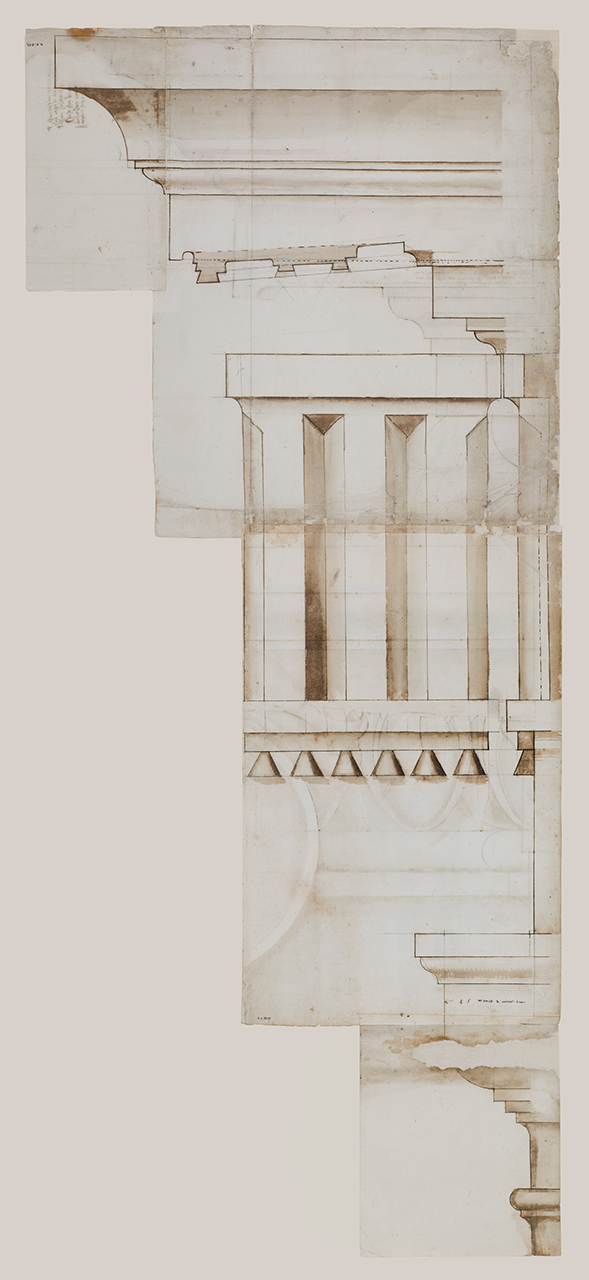 elementi architettonici del primo ordine del Teatro di Marcello (disegno architettonico) di Alberti Alberto (sec. XVI)