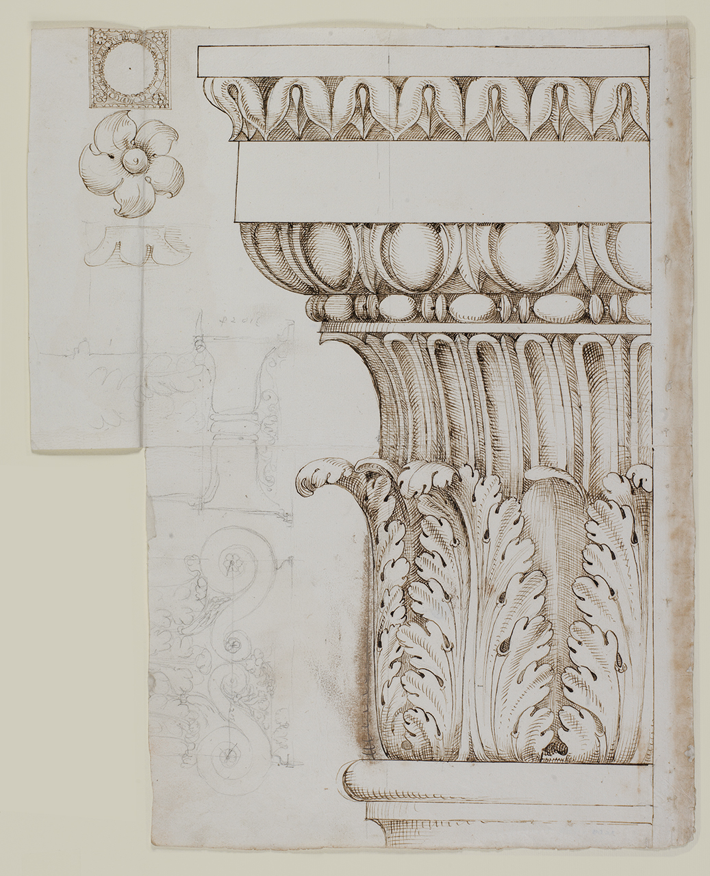 varianti di capitello composito (disegno architettonico) di Alberti Alberto (sec. XVI)