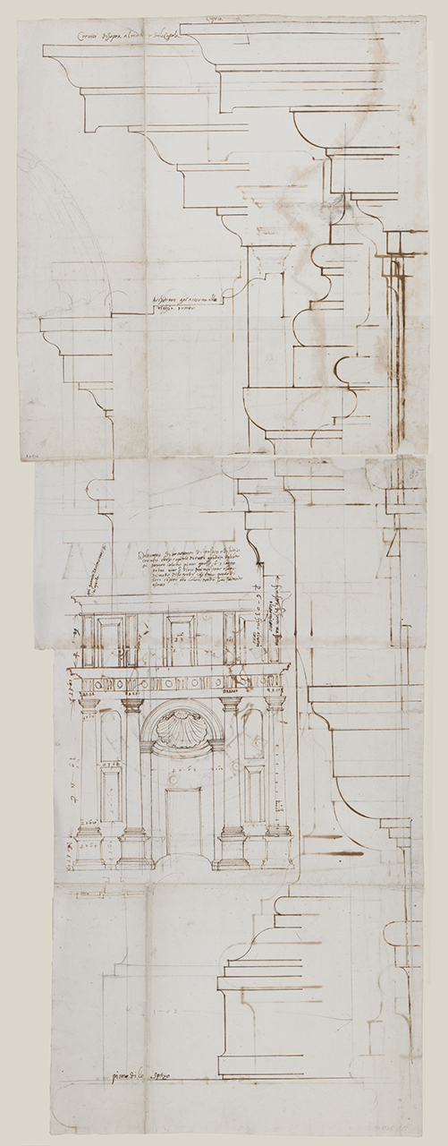 interno del Tempietto di San Pietro in Montorio (disegno architettonico) di Alberti Alberto (sec. XVI)