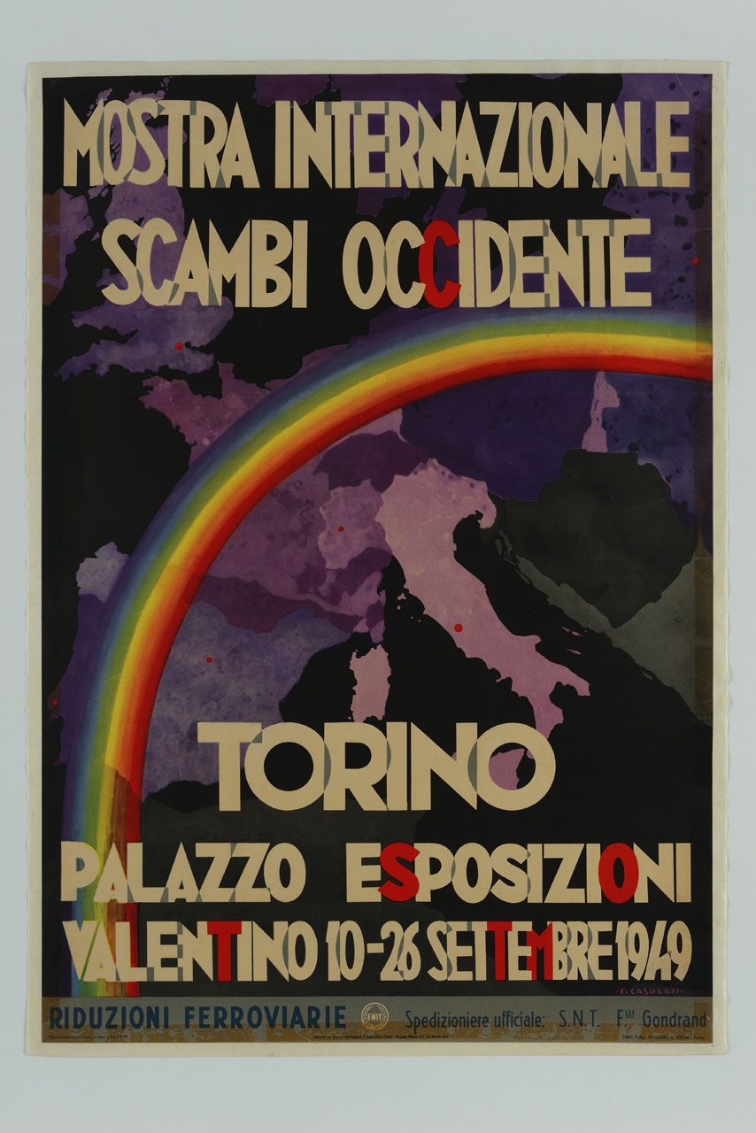 raffigurazione parziale dell'Europa con arcobaleno (manifesto) di Casorati Felice (sec. XX)