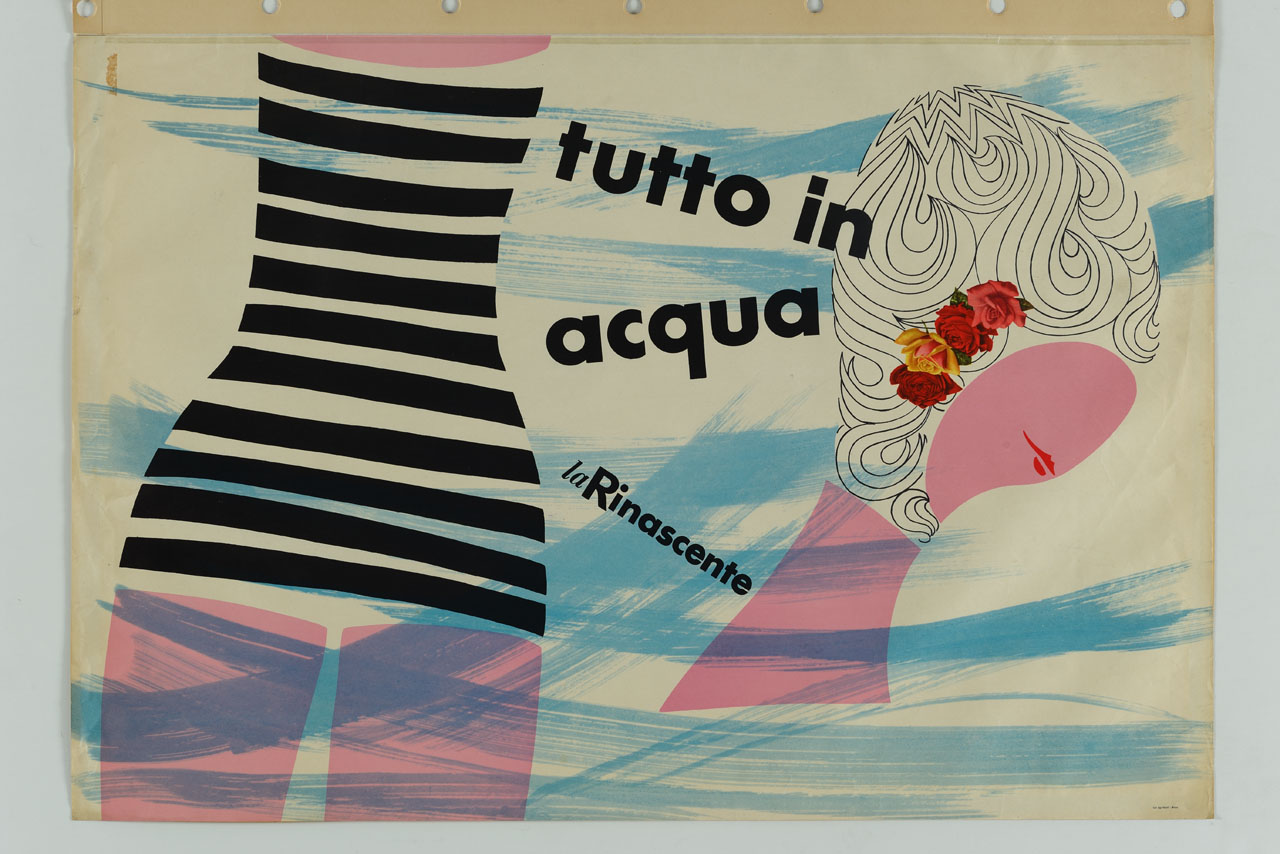 donne con costume e cuffia in acqua (manifesto) di Lamm Lora (attribuito) (sec. XX)