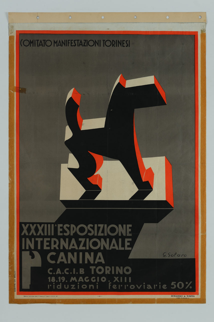 statua di un cane (manifesto) di Solaro Giuseppe (sec. XX)