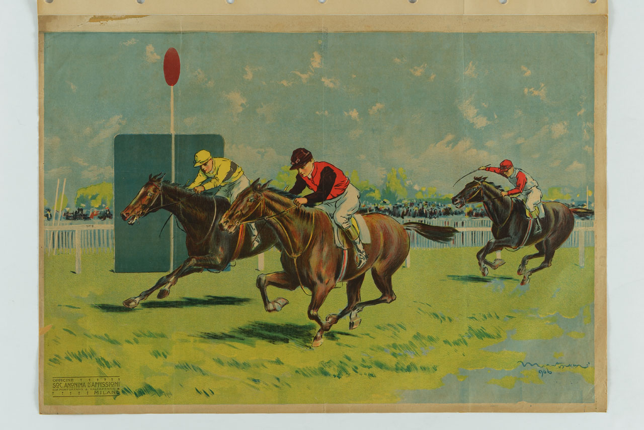 gara di galoppo (manifesto) di Mantovani Luigi (sec. XX)