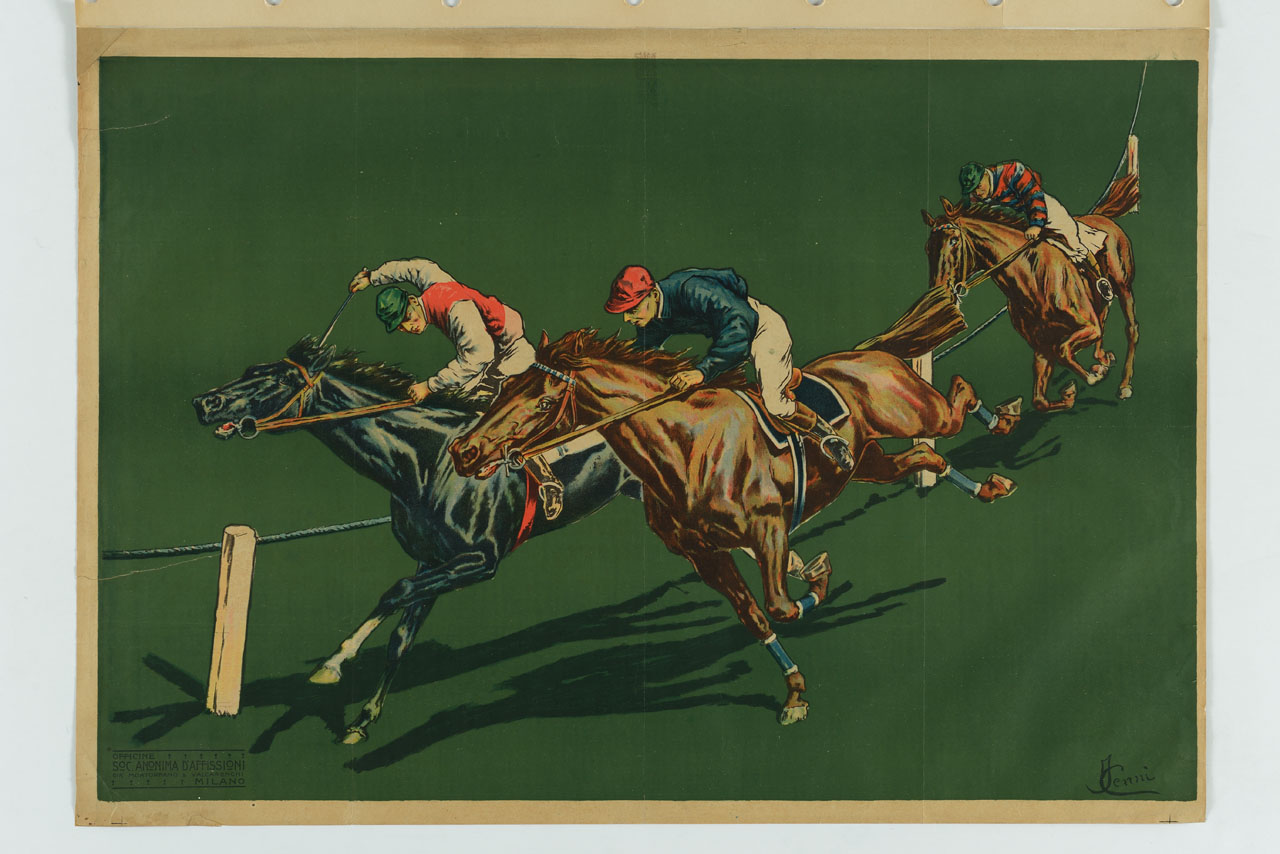 gara di galoppo (manifesto) di Cenni Italo (sec. XX)
