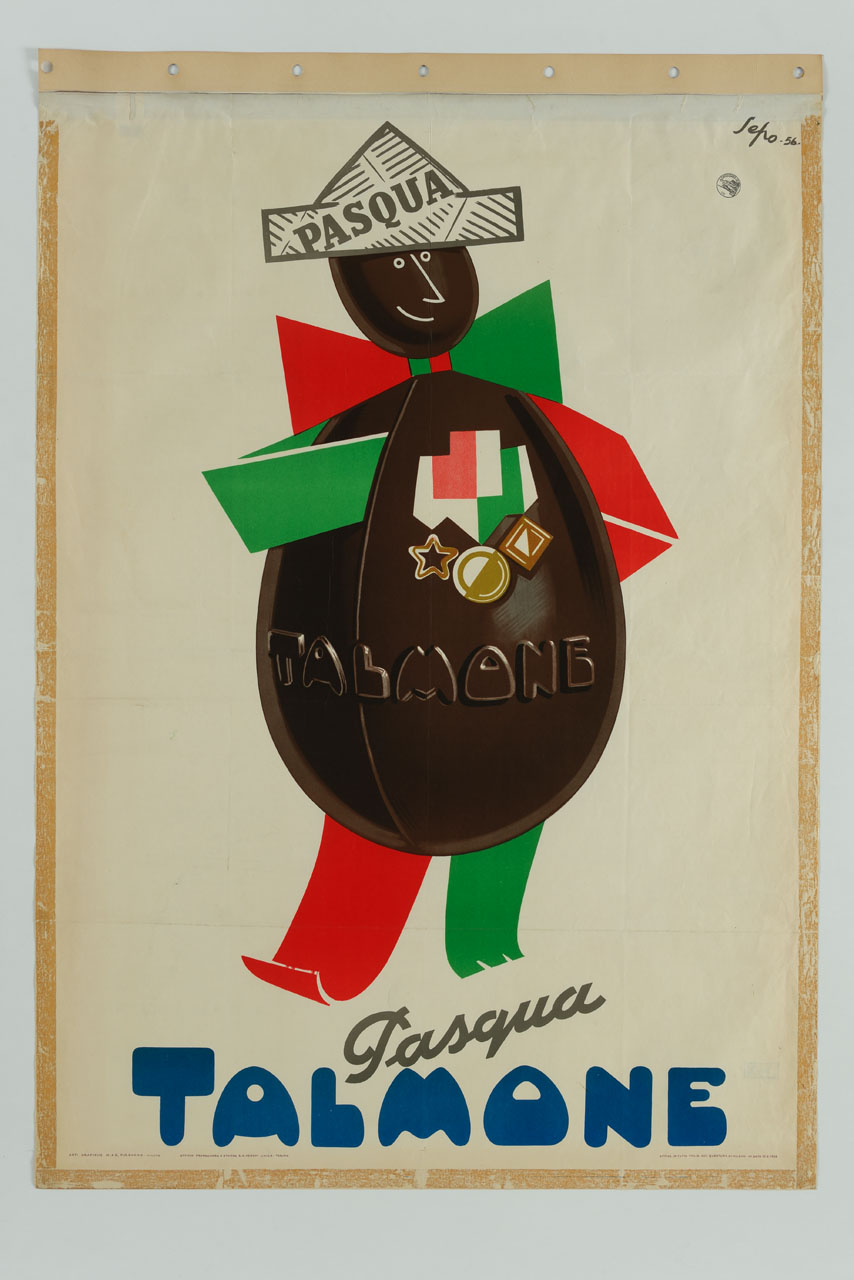 parodia di Napoleone fatto con un uovo di cioccolato (manifesto) di Pozzati Severo detto Sepo (sec. XX)