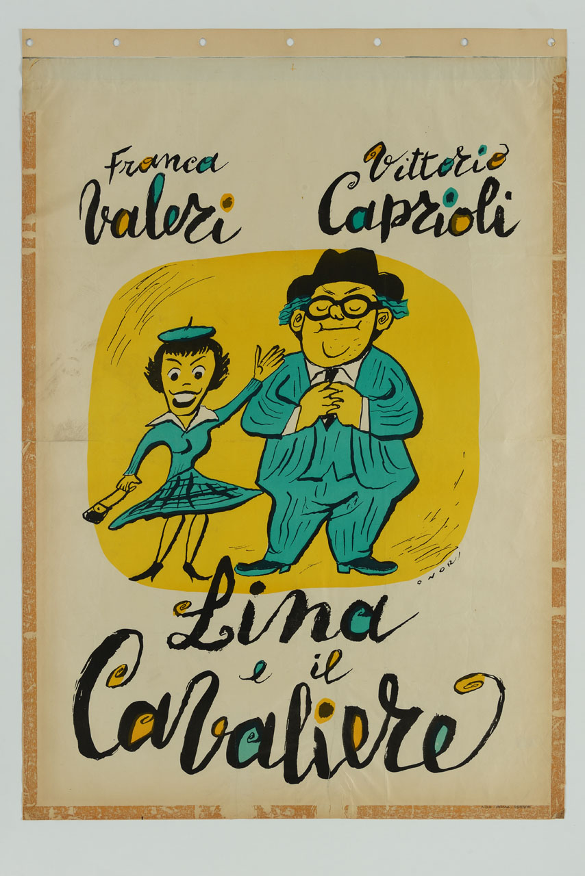 caricatura degli attori Franca Valeri e Vittorio Caprioli (manifesto) di Onorato Umberto (sec. XX)