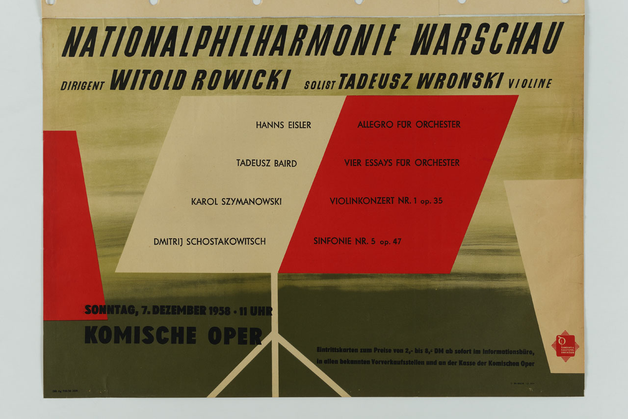 leggio con spartito bianco e rosso (manifesto) - ambito tedesco (sec. XX)