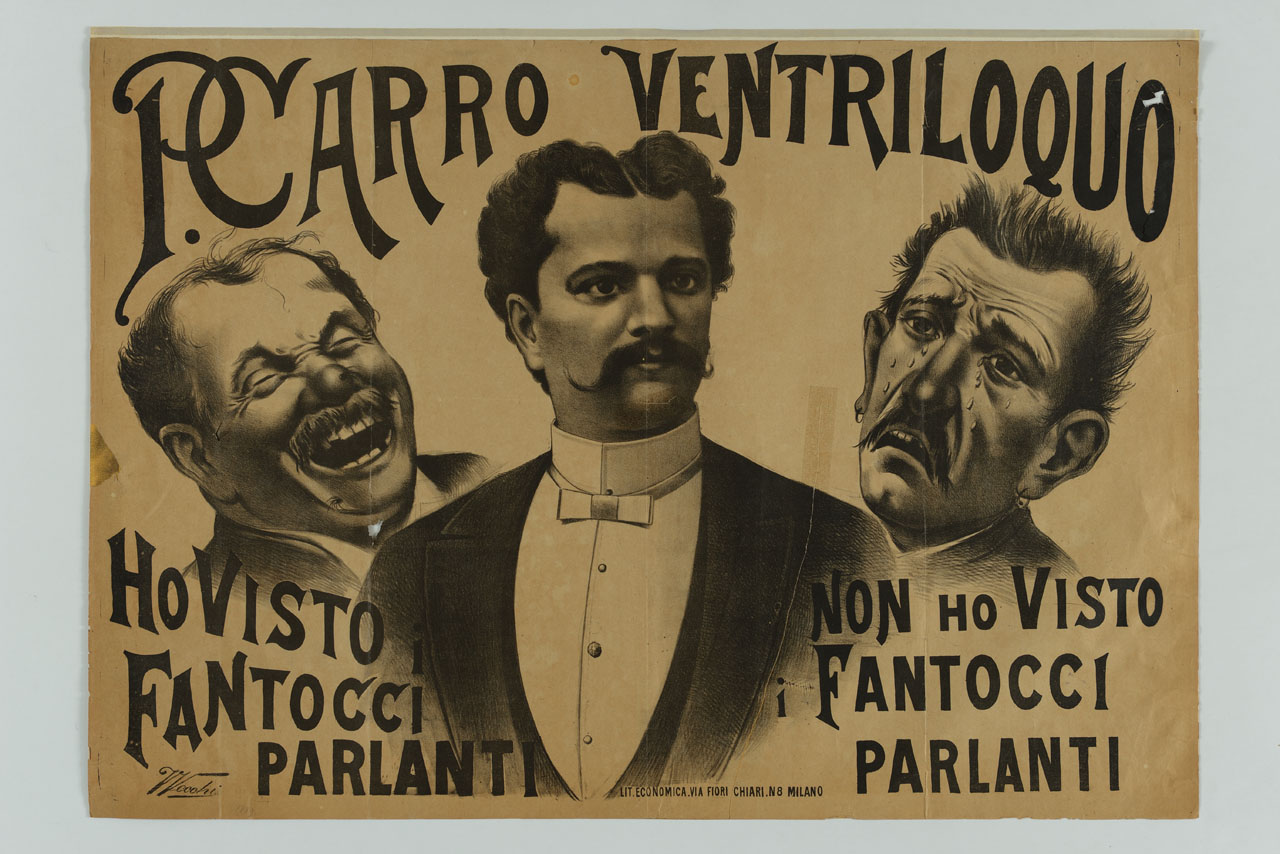 tre ritratti maschili (manifesto) di V. Vecchi - ambito italiano (sec. XIX)