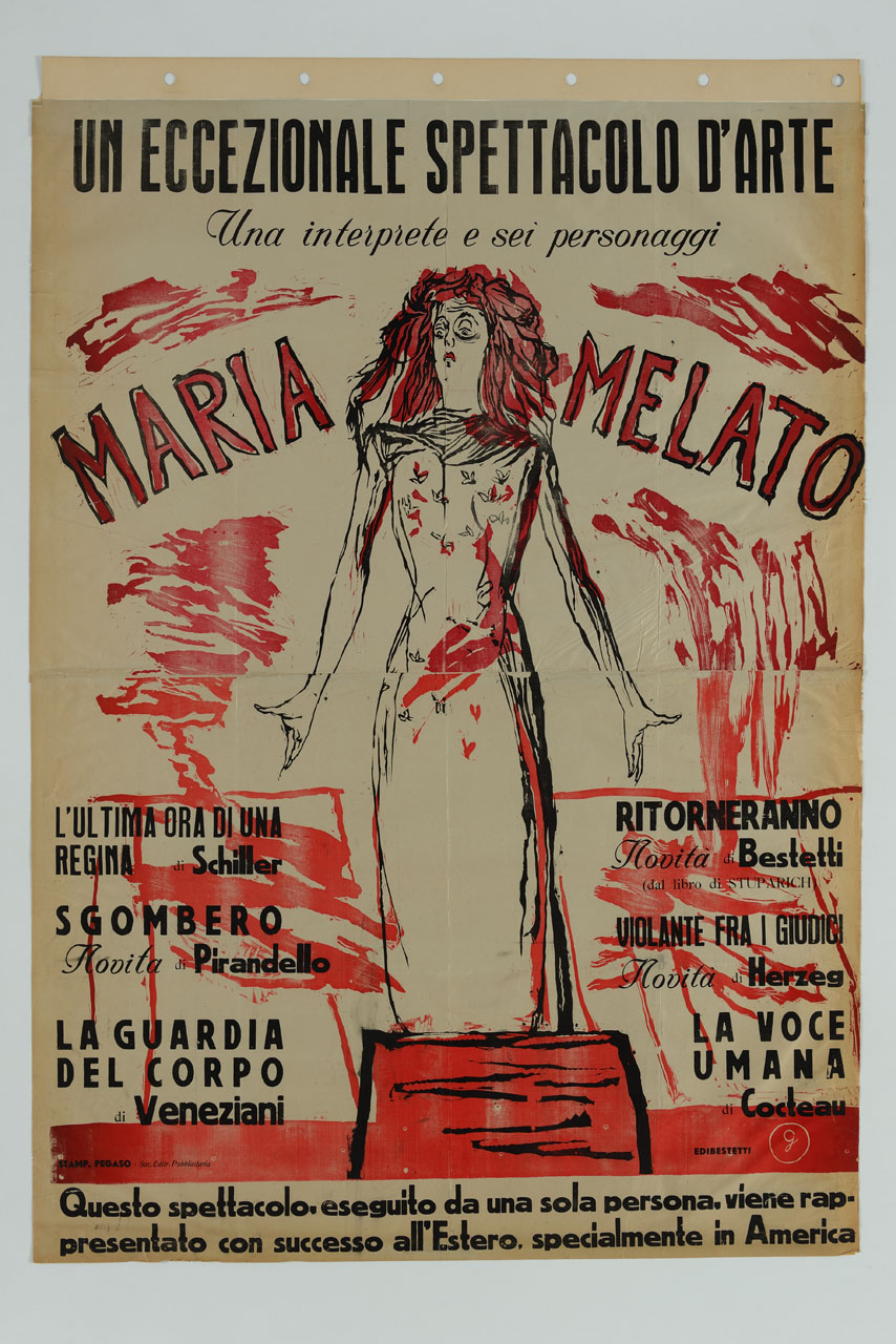 Maria Melato a figura intera (manifesto, stampa composita) - ambito italiano (sec. XX)