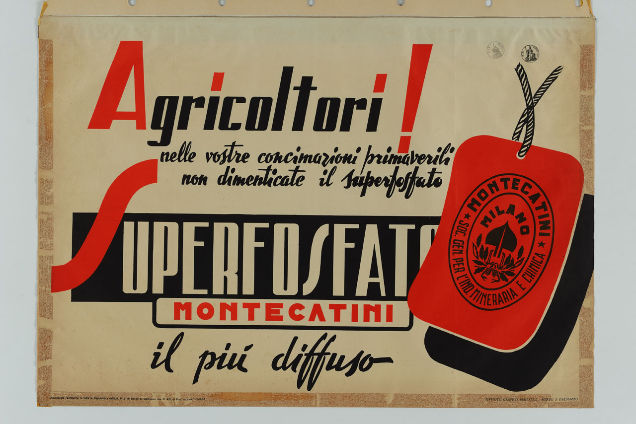 etichetta rossa con cordoncino (manifesto) - ambito italiano (sec. XX)