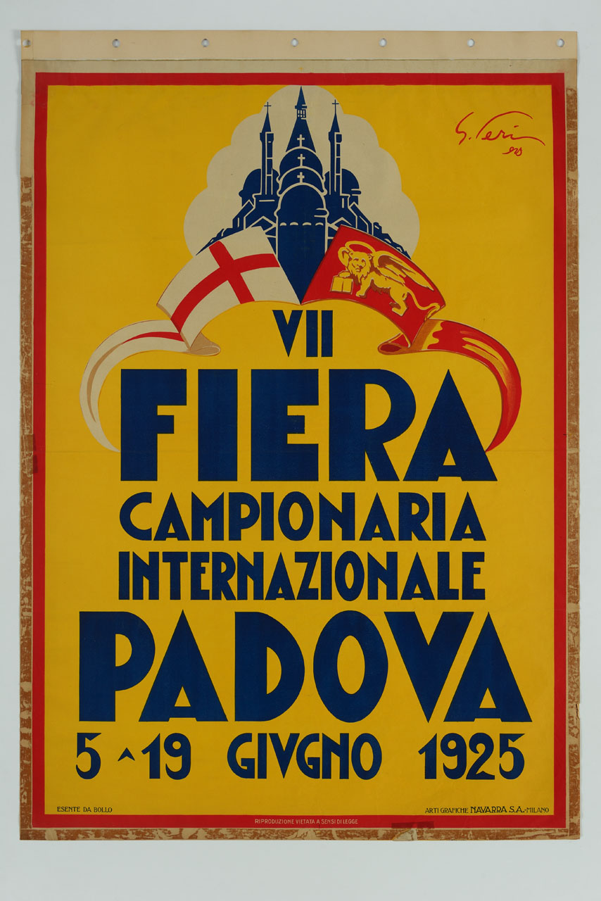 basilica di Sant'Antonio a Padova tra due vessilli (manifesto) di Perissinotto Giorgio detto Peri (sec. XX)