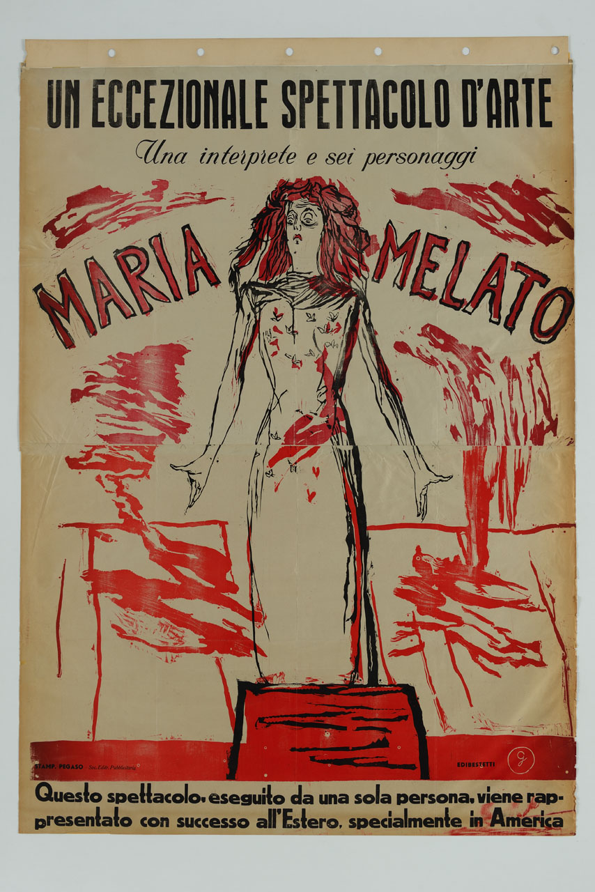 Maria Melato a figura intera (manifesto, stampa composita) - ambito italiano (sec. XX)