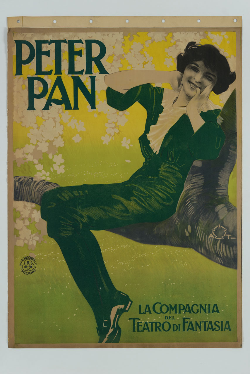 fanciulla seduta su un ramo fiorito (manifesto) di Terzi Aleardo (sec. XX)