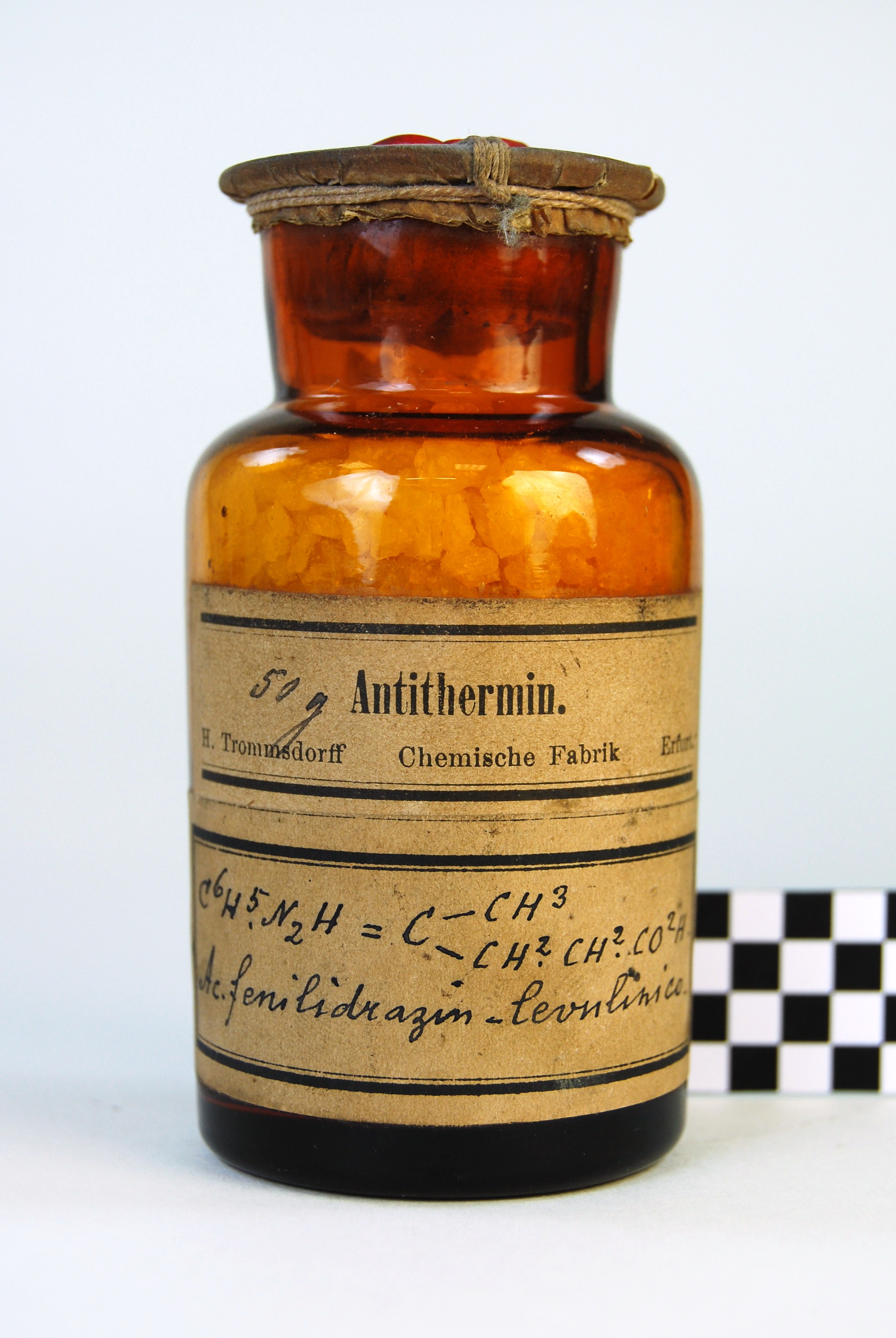 ac.fenilidrazinlevulinico (prodotto chimico, di sintesi) di Ugo Schiff (laboratorio) - scuola chimica fiorentina (metà/ inizio XIX/ XX)