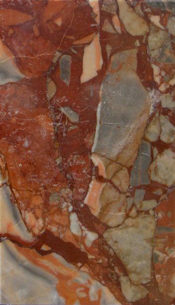 Portasanta rossa brecciata policroma dislocata (esemplare)