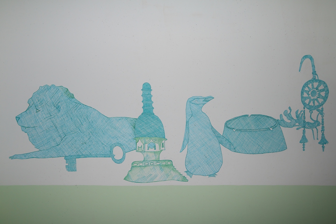 Sulle scale (dipinto murale) di Palmieri Laura (sec. XXI)