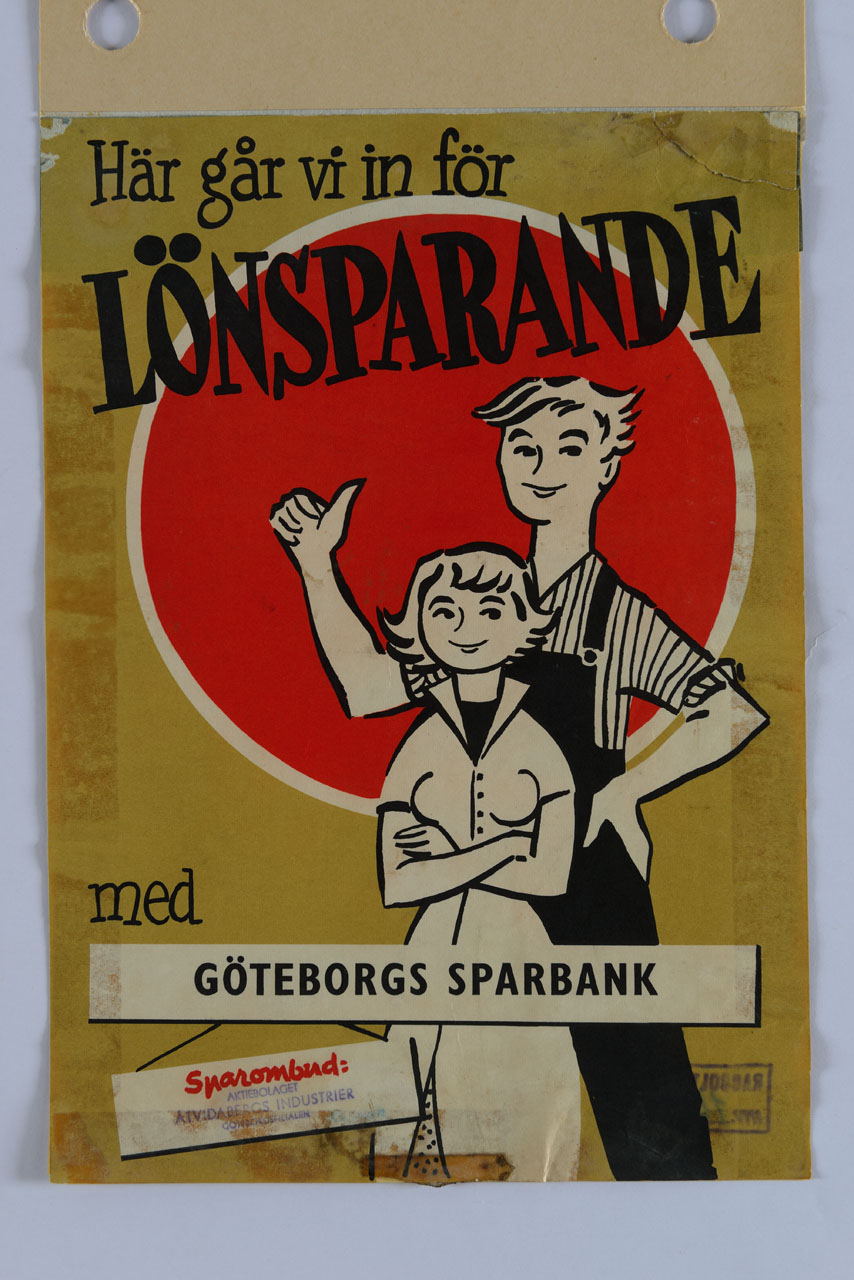 coppia giovane con alle spalle un sole infuocato (manifesto) di Med - ambito svedese (sec. XX)