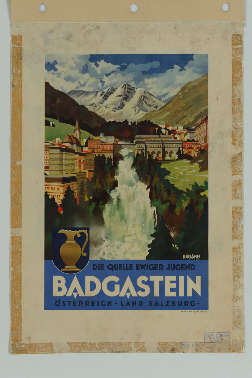 paesaggio montano con cascata (manifesto) di Berann Heinrich C (sec. XX)
