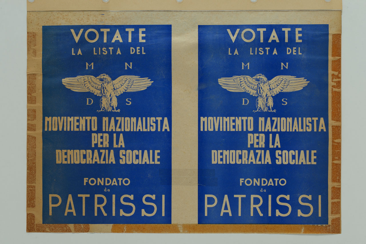 aquila reale; scritta propagandistico-elettorale (manifesto) - ambito italiano (sec. XX)