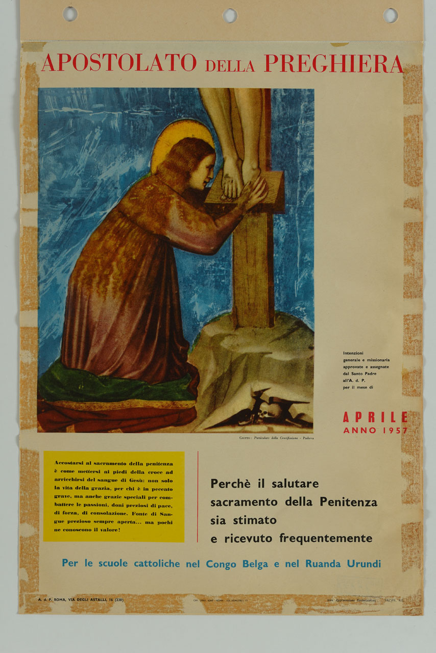 particolare dell'affresco di Giotto raffigurante la Crocifissione nella cappella degli Scrovegni di Padova (manifesto) - ambito italiano (sec. XX)