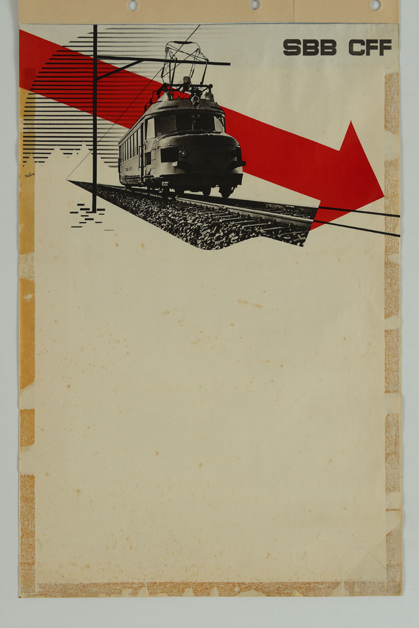 treno in viaggio (manifesto) di Thóni - ambito svizzero (XX)