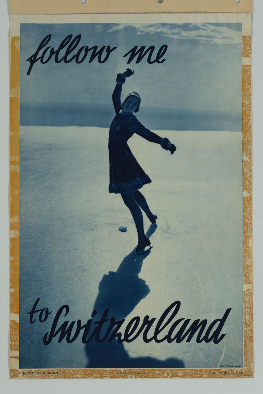 ragazza che pattina su ghiaccio (manifesto) di Brandt Carl Franz Julius (sec. XX)