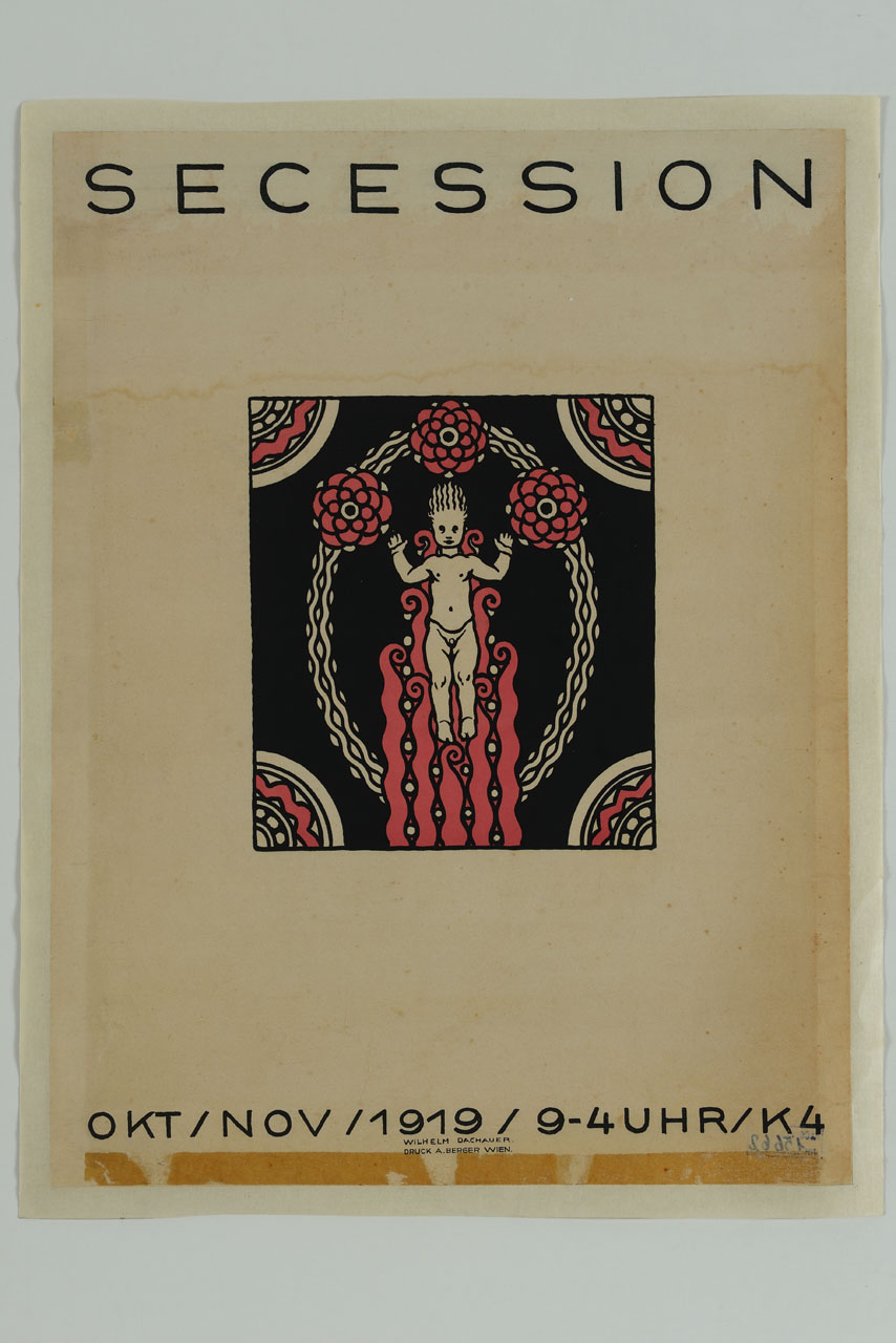 piccolo fantoccio tra decorazioni efiori (manifesto) di Wilhelm Dachauer (XX)