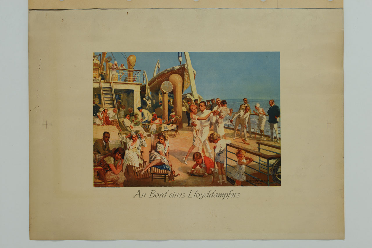persone in relax su nave da crociera (manifesto) di Felix Schwarmstedt (sec. XX)