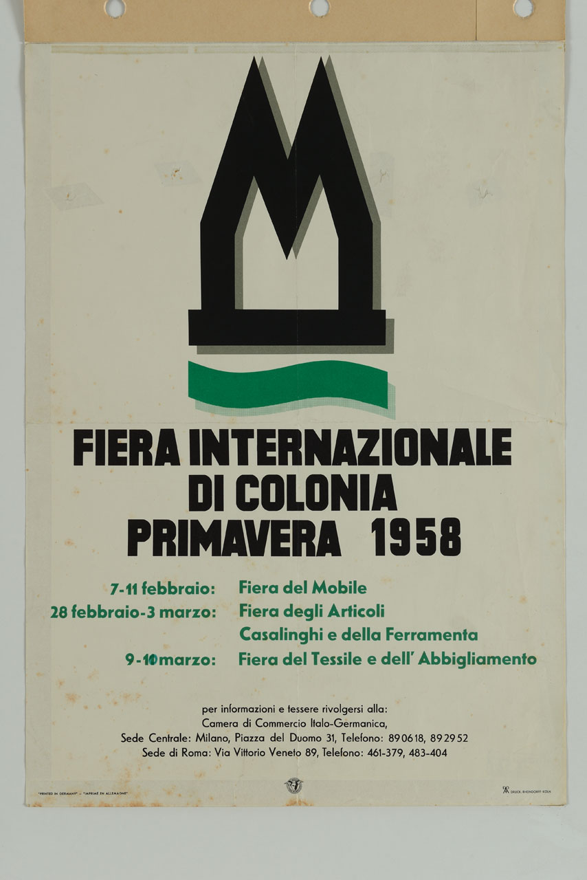 il duomo di Colonia e una valle verde stilizzati (manifesto) - ambito tedesco (sec. XX)