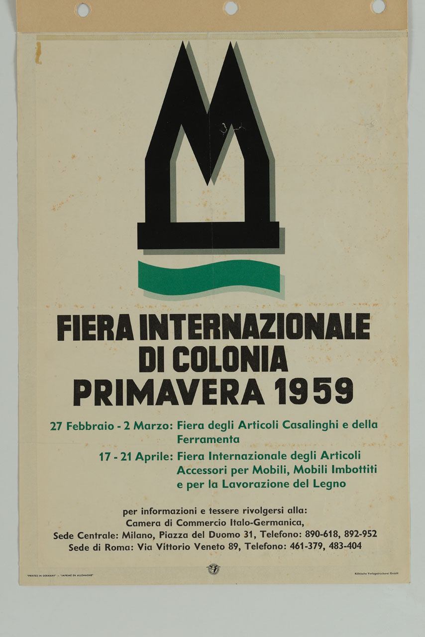 il duomo di Colonia e una valle verde stilizzati (manifesto) - ambito tedesco (sec. XX)