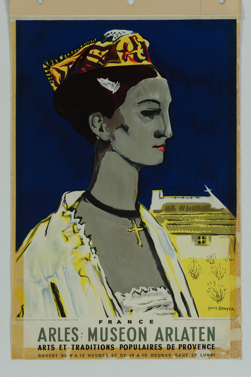 mezzobusto di donna in costume tradizionale provenzale (manifesto) di Brayer Yves (sec. XX)