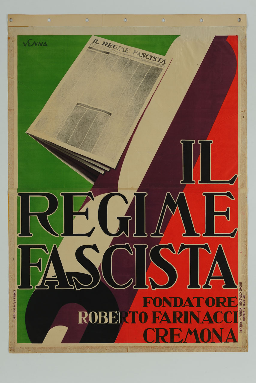 quotidiano inserito in un fascio littorio (manifesto) di Venna Lucio (sec. XX)