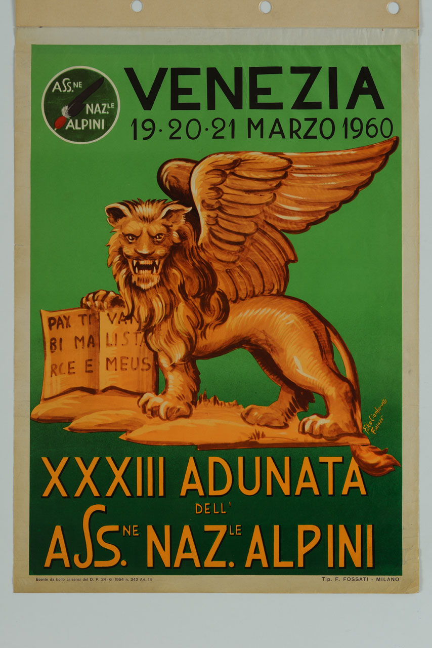 leone di San Marco tiene aperto il vangelo (manifesto) di Cianfanelli Folco (sec. XX)